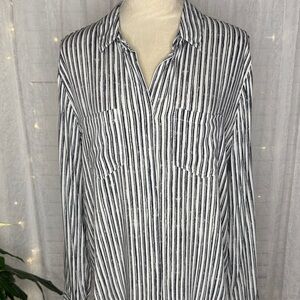 Velvet Heart Black and White Striped Blouse